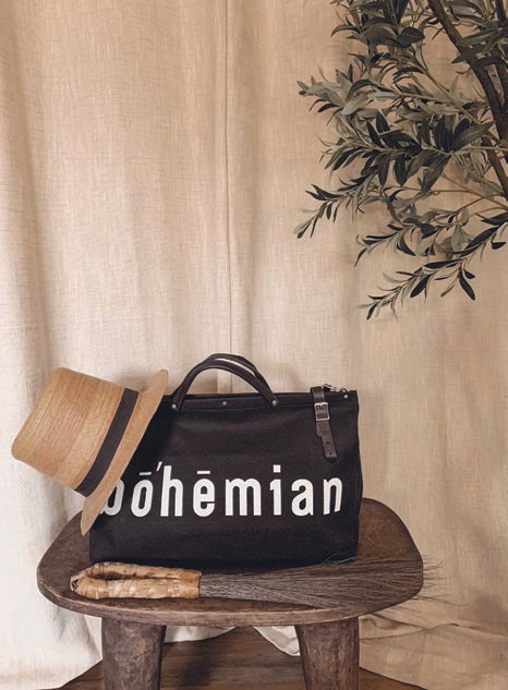 The brand offers chic accessories such as canvas tote bags and hats PHOTO COURTESY OF SOUK BOHEMIAN