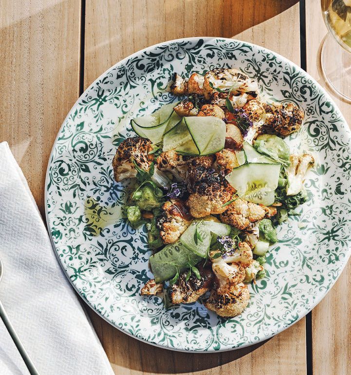 The charred cauliflower and cucumber shared plate PHOTO BY ANDREW THOMAS LEE