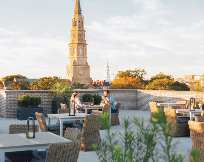 Grab a seat at the rooftop terrace for sweeping views of Charleston PHOTO BY KIM GRAHAM PHOTOGRAPHY