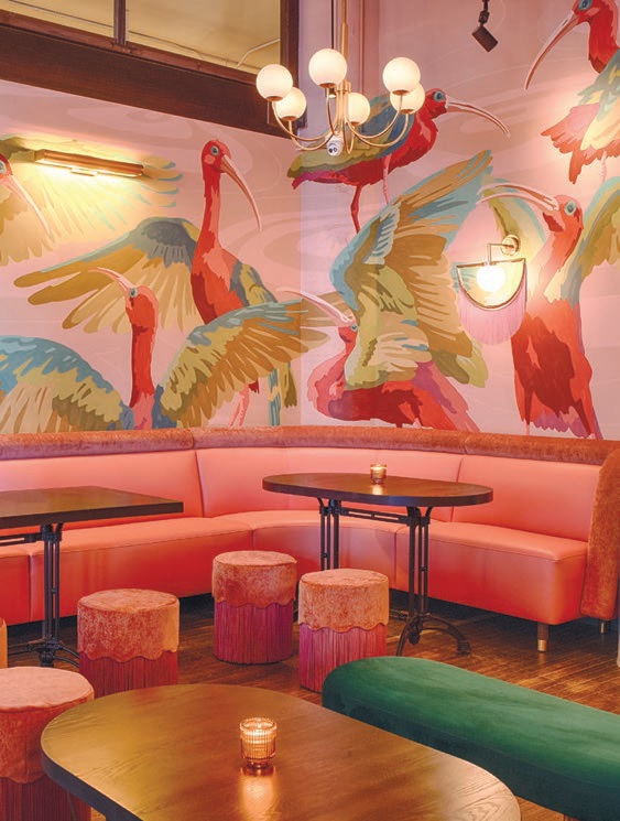 The Parlor features a handpainted mural by Kipper Millsap RESTAURANT PHOTO BY ANGIE WEBB