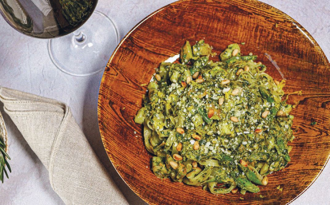 The trenette al pesto is prepared with fingerling potato, green beans, pine nuts, pesto, lemon and parmesan. PHOTO COURTESY OF SERENA PACIFICO