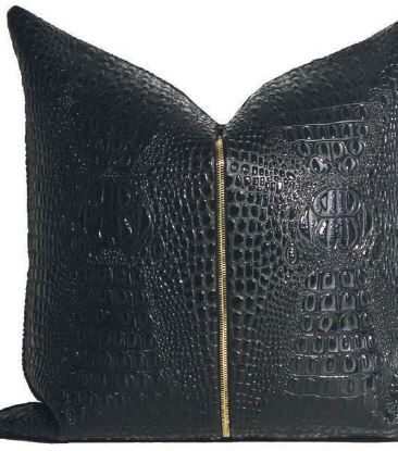Noir crocodile-embossed pillow PHOTO COURTESY OF BRAND