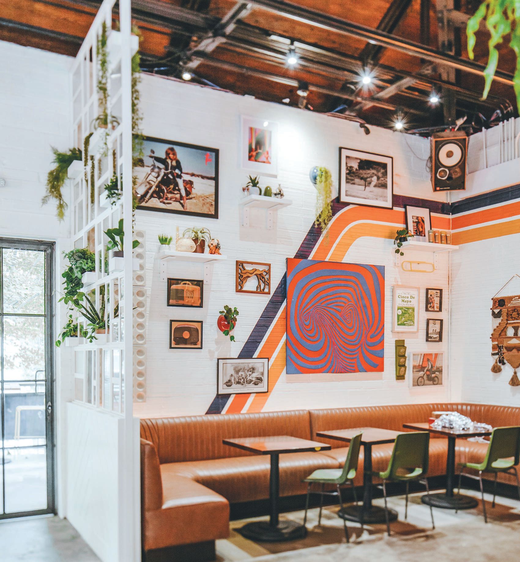 Classic Muchacho stripes and other groovy ’70s motifs adorn the space. PHOTO BY GABRIELLA LEPAGE
