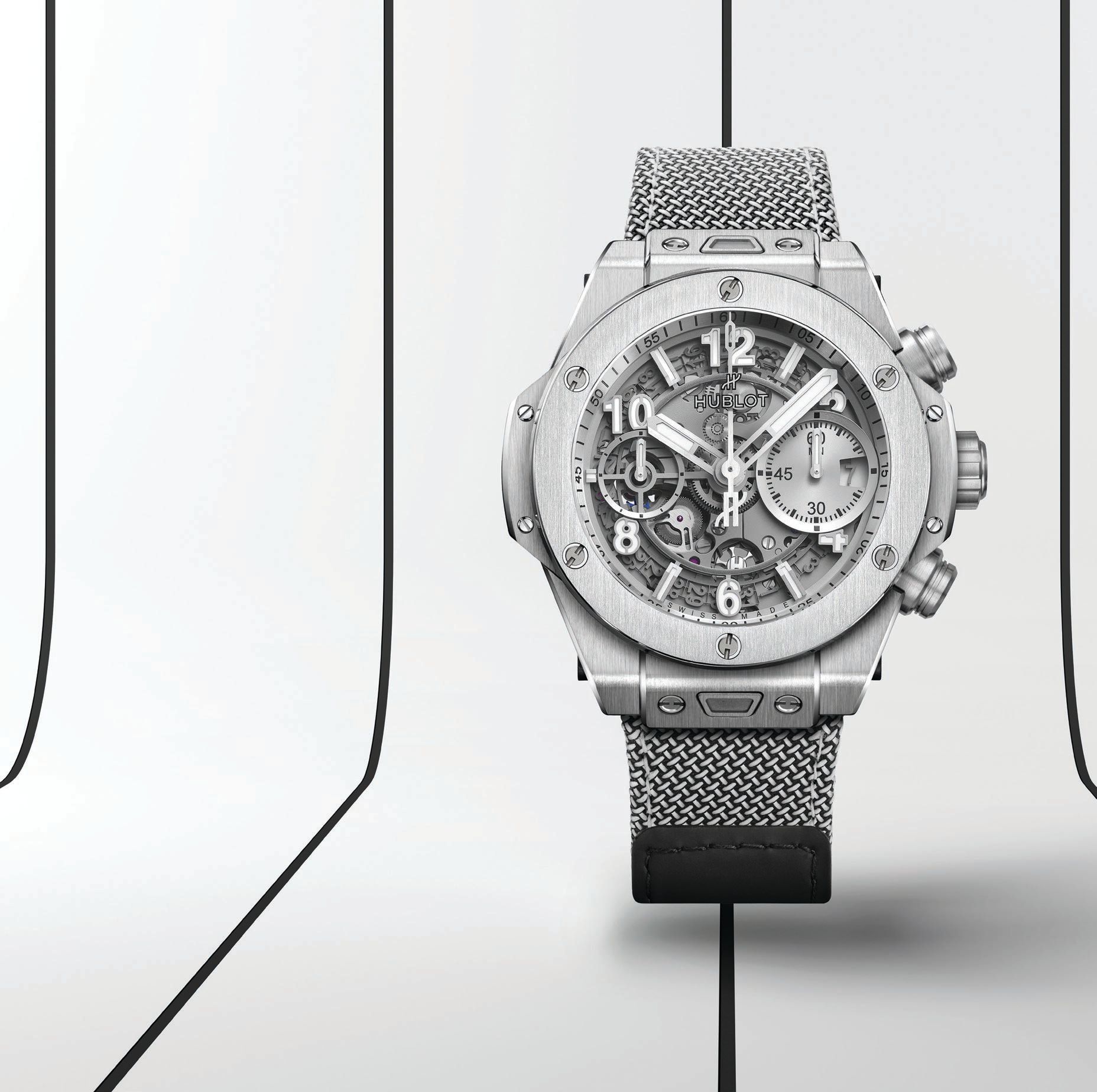 Hublot’s new Big Bang Unico Essential Gray is the first-ever e-commerce-only timepiece released. PHOTO COURTESY OF HUBLOT